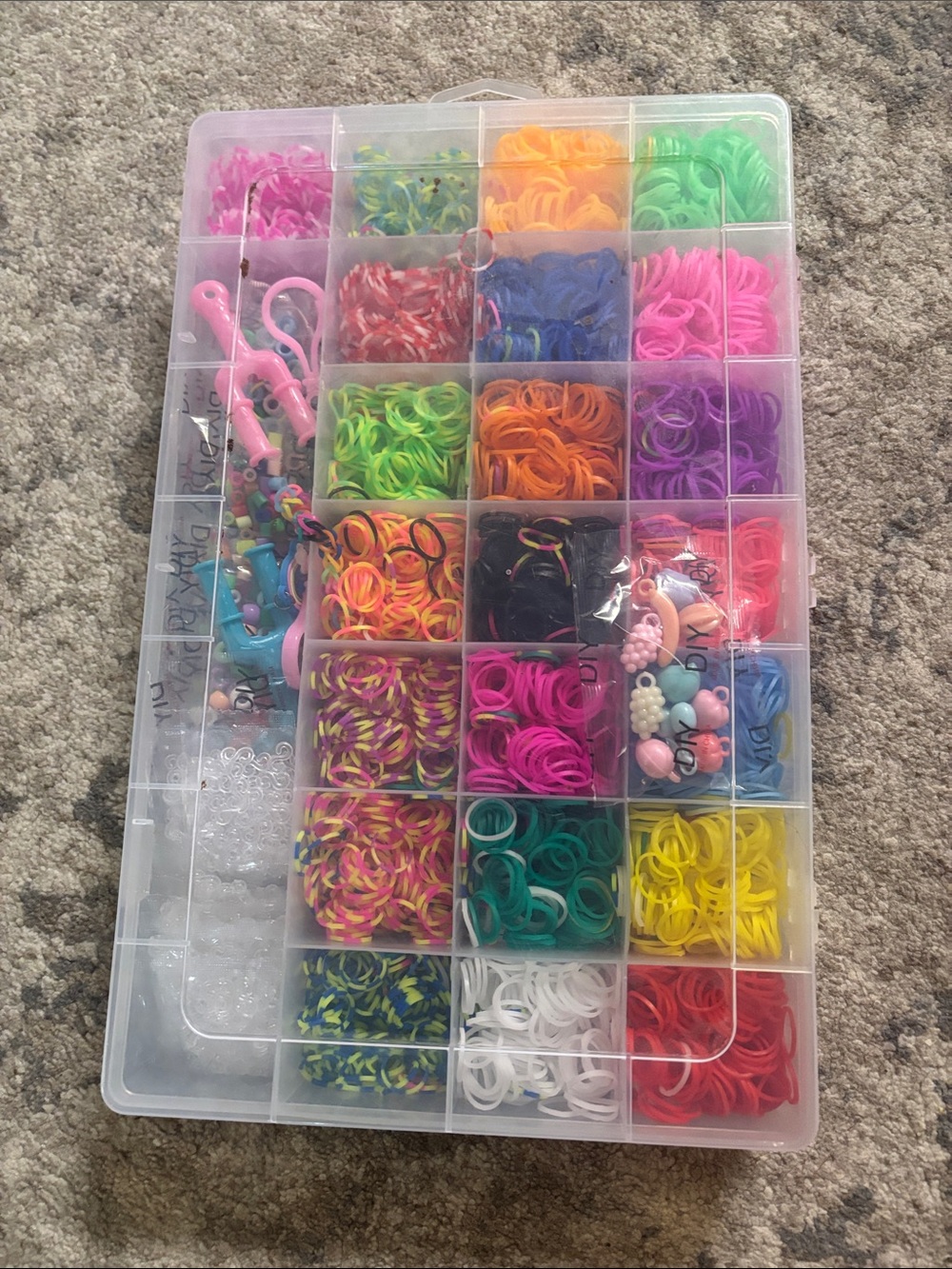 Assorted Neon Loom Bands & Beads Kit - Multicolor Rubber Bands